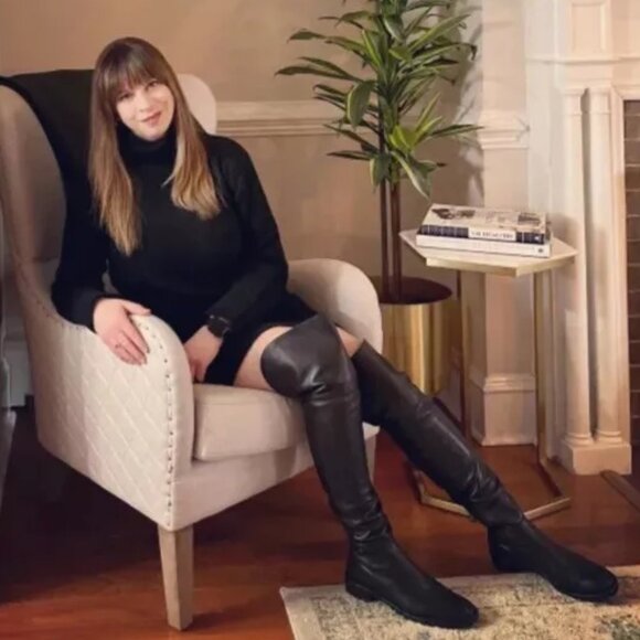 NIB STUART WEITZMAN Amber Over The Knee Nappa Leather Boots Black Sz 8 - Picture 8 of 16